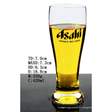 Tasse de bière en verre cristallisé à la bouche de qualité supérieure